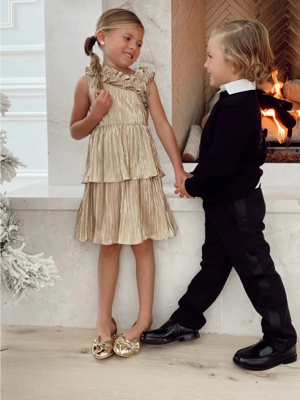 Rare! NWOT Janie and Jack X Rachel Zoe Gold Tiered Ruffle Holiday Dress